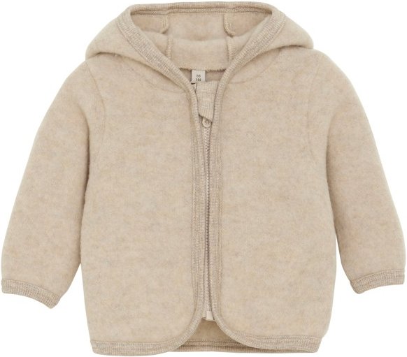 Huttelihut - Baby's Jacket Bear Ears Wool Fleece - Merinojacke Gr 80 beige