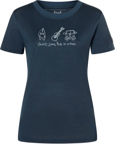 super.natural - Women's Van Life Bio Jersey Tee - Merinoshirt Gr L blau/grau