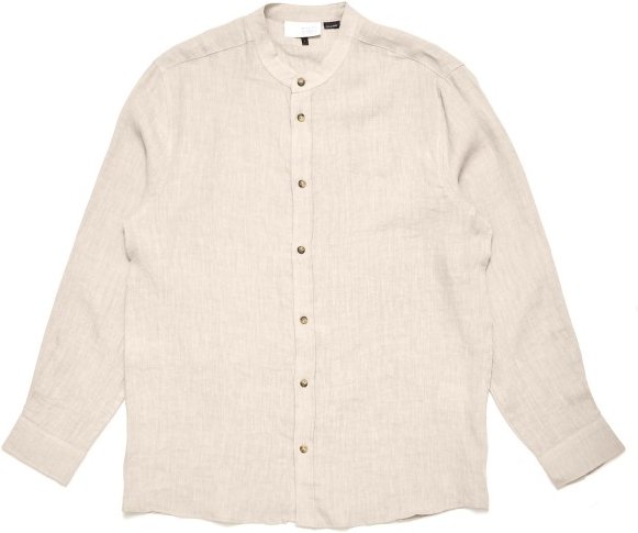 Mazine - Stand Collar Linen Shirt - Hemd Gr M weiß/beige