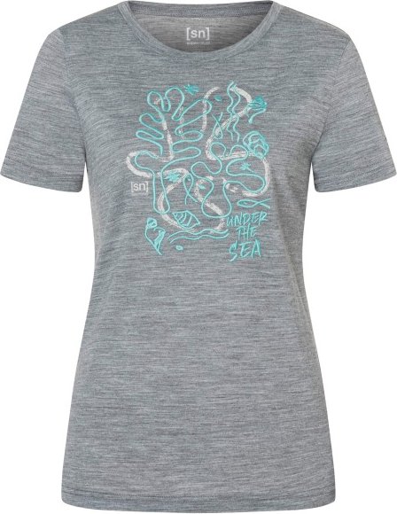 super.natural - Women's Under The Sea Tee - Merinoshirt Gr M grau/ various
