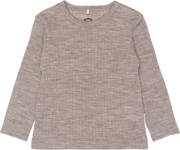 Mikk-Line - Small Kid's Merino Wool L/S Top - Merinolongsleeve Gr 86 braun/grau