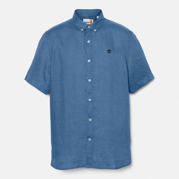 Timberland - Mill Brook Linen Short Sleeve Shirt - Hemd Gr S weiß/blau