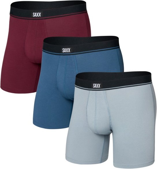 Saxx - Essential Cotton Boxer Brief Fly 3-Pack - Alltagsunterwäsche Gr M grau
