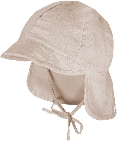 maximo - Baby's Schildmütze Band Musselinstoff Nackenschutz - Cap Gr 43 cm beige