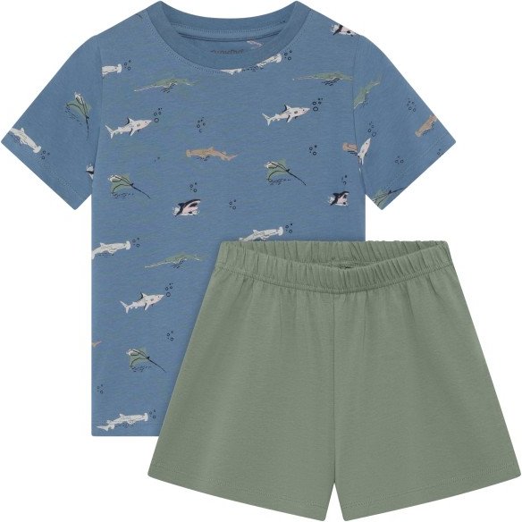 Minymo - Kid's T-Shirt+Short Set AOP 134357 - Overall Gr 98 blau