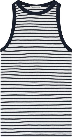 KnowledgeCotton Apparel - Women's Racer Rib Top - Top Gr M grau/weiß