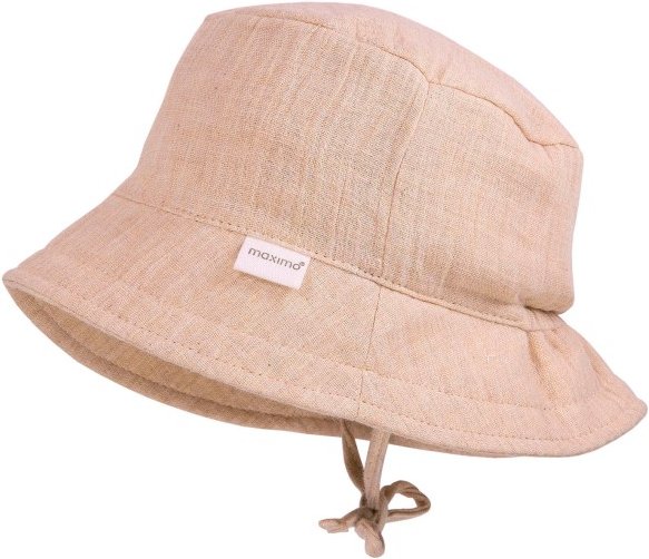 maximo - Baby's Hütchen Bindeband Musselinstoff Futter - Hut Gr 43 cm rosa/beige