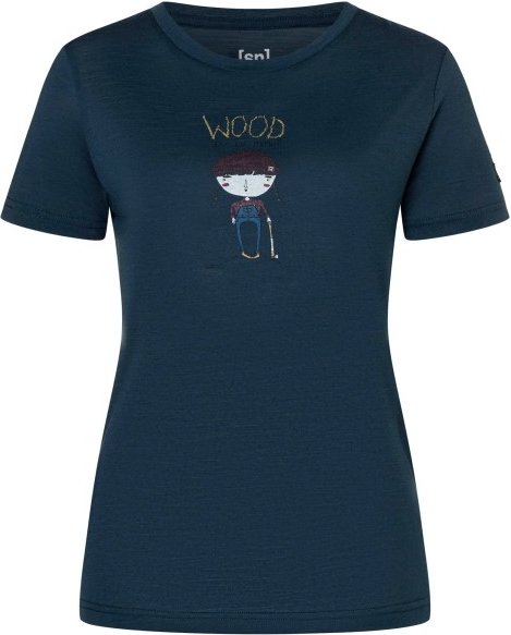 super.natural - Women's Wood Craftine Tee - Merinoshirt Gr L blau/ various