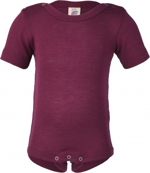 Engel - Baby-Body Kurzarm mit Druckknöpfen an den Schulter - Merinounterwäsche Gr 98/104 lila