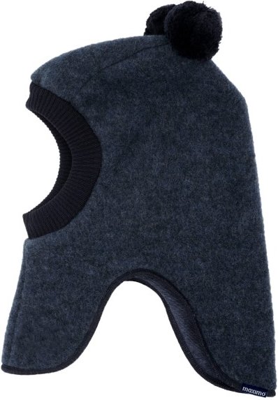 Thumbnail - maximo - Kid's Mini-Schlupfmütze mit Wollfleece und Pompons - Sturmhaube Gr 47-49 cm blau