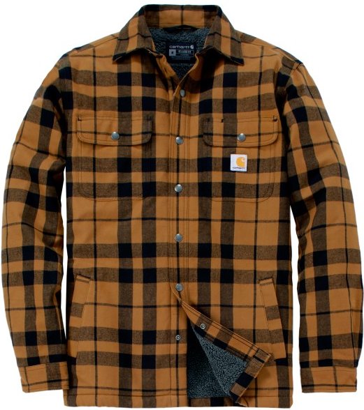 Thumbnail - Carhartt - Flannel Sherpa-Lined Shirt Jacket - Freizeitjacke Gr L braun