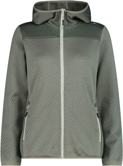 CMP - Women's Jacquard Knit Jacket Fix Hood - Fleecejacke Gr 38 grau