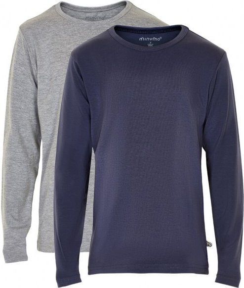 Thumbnail - Minymo - Kid's Basic 34 -T-shirt L/S (2-pack) - Longsleeve Gr 116 blau