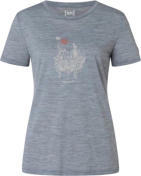 super.natural - Women's Flowerhands Tee - Merinoshirt Gr L grau/ chilli