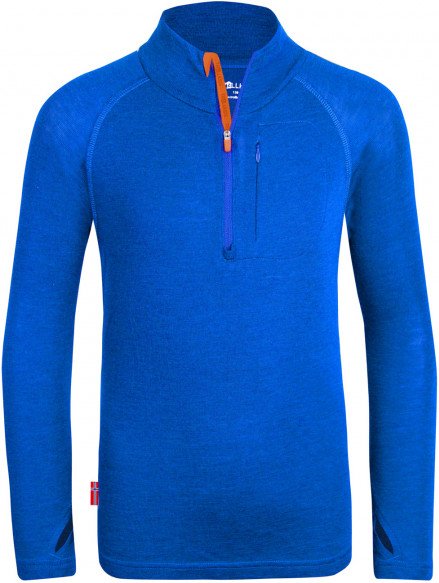 Trollkids - Kid's Lofoten Half Zip - Merinoshirt Gr 104 blau