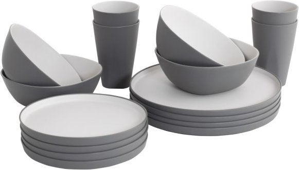 Outwell - Gala Geschirrr-Set 4 Personen - Geschirr-Set grau