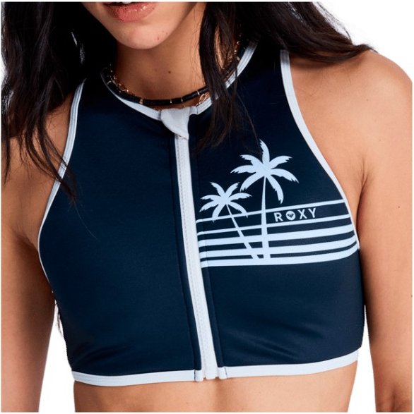 Roxy - Women's The Retro Essentials Crop Top - Bikini-Top Gr M blau