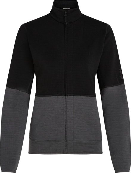 Icebreaker - Women's Merino 400 RealFleece Descender L/S Zip - Merinojacke Gr S schwarz/grau