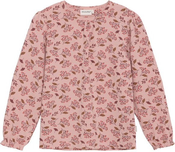 Minymo - Kid's T-Shirt L/S AOP Modal - Longsleeve Gr 122 rosa