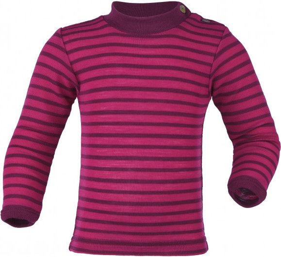 Engel - Baby-Shirt L/S geringelt - Merinounterwäsche Gr 86/92 lila/rosa