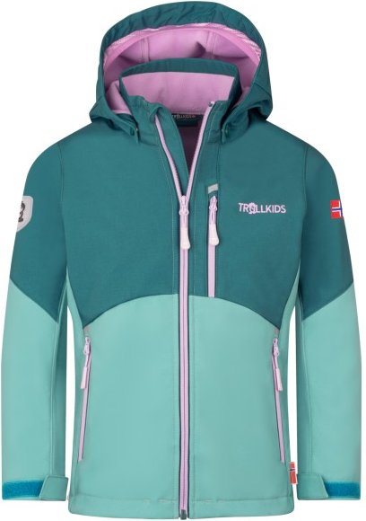 Thumbnail - Trollkids - Girl's Balestrand Jacket - Softshelljacke Gr 128 türkis
