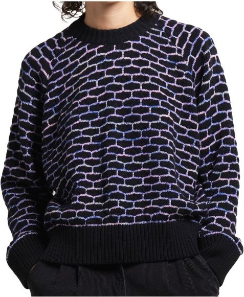 DEDICATED - Women's Sweater Husie Honey Comb - Pullover Gr XL blau/schwarz