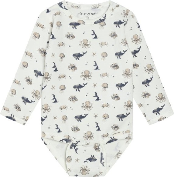 Minymo - Kid's Body L/S AOP - Body Gr 92 weiß