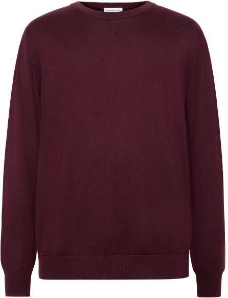 KnowledgeCotton Apparel - Regular Merino Knit Crew Neck - Wollpullover Gr XL rot