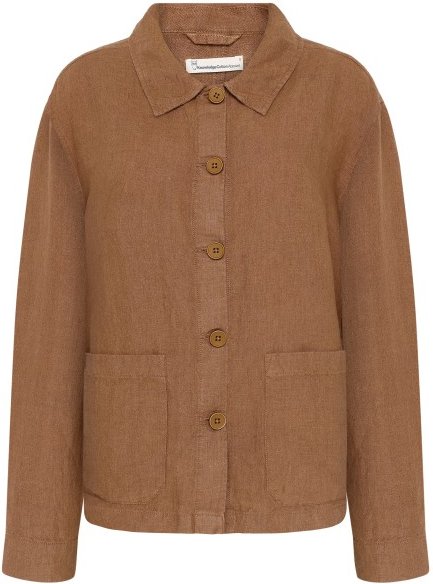 KnowledgeCotton Apparel - Women's Regular Linen Overshirt - Freizeitjacke Gr XL braun