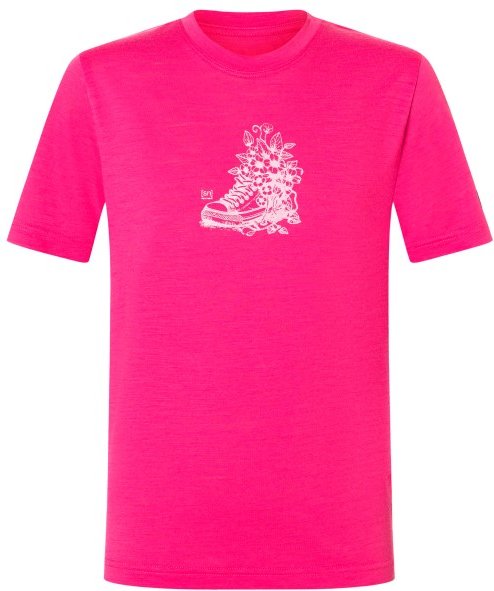 super.natural - Kid's Flower Sneakers Tee - Merinoshirt Gr 104 rosa