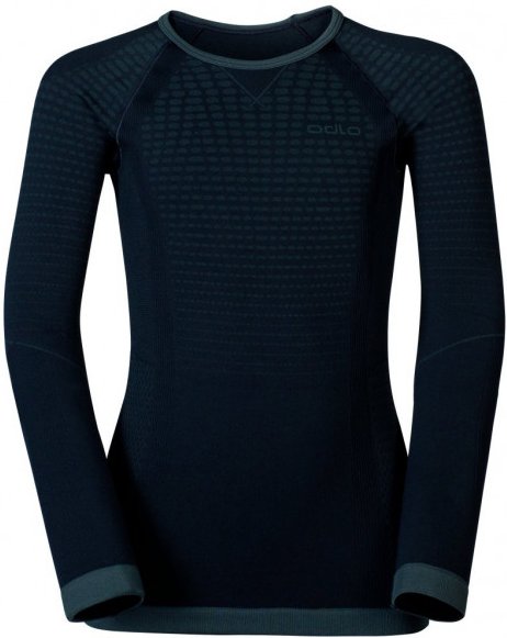 Thumbnail - Odlo - Kid's BL Top Crew Neck L/S Performance Warm - Kunstfaserunterwäsche Gr 116/128 schwarz/blau