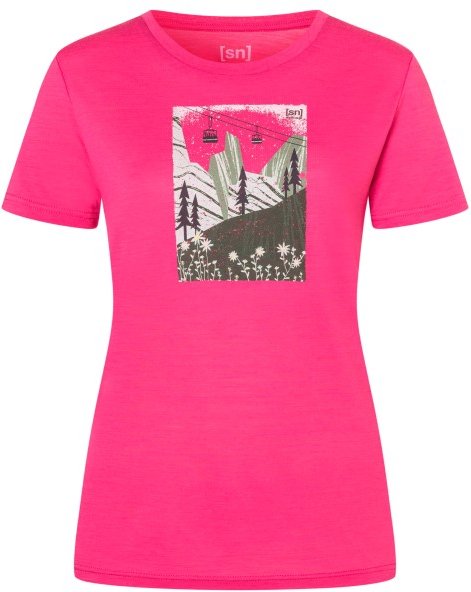 super.natural - Women's Summer Gondola Tee - Merinoshirt Gr S rosa/ various