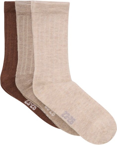 Minymo - Kid's Wool Socks Rib 3-Pack - Multifunktionssocken Gr 35-38 beige