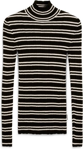 Thumbnail - ARMEDANGELS - Women's Alaania Chiffron Stripes - Longsleeve Gr M schwarz/grau