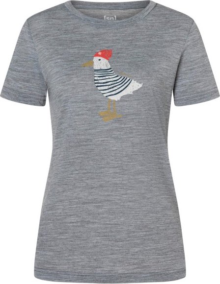 super.natural - Women's Johnny Tee - Merinoshirt Gr M grau/ various