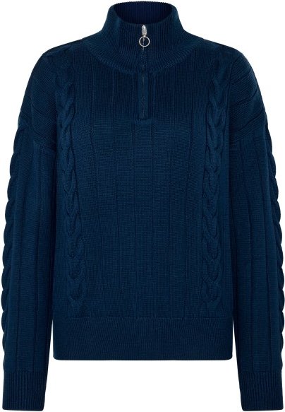 Thumbnail - KnowledgeCotton Apparel - Women's M. 1/2 Zip High Neck Cable - Wollpullover Gr S blau