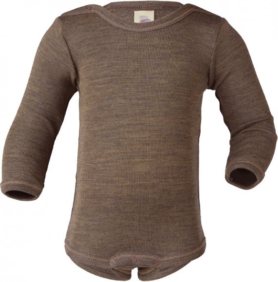 Engel - Baby-Body Langarm Mit Druckverschluss Schulter - Merinounterwäsche Gr 50/56 braun