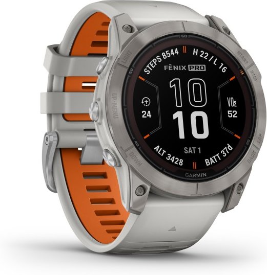 Garmin - Fenix 7X Pro Sapphire Solar - Multifunktionsuhr titan with gray /orange