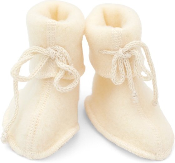 Engel - Baby-Schühchen mit Bändel - Hüttenschuhe Gr 50/56 beige/weiß