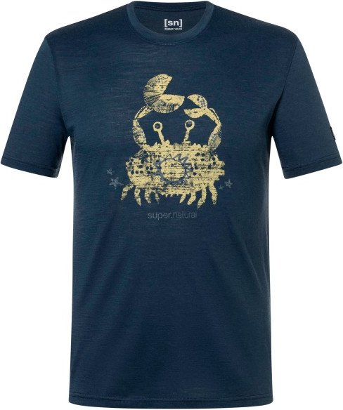 super.natural - Mr Crab Tee - Merinoshirt Gr XXL blau