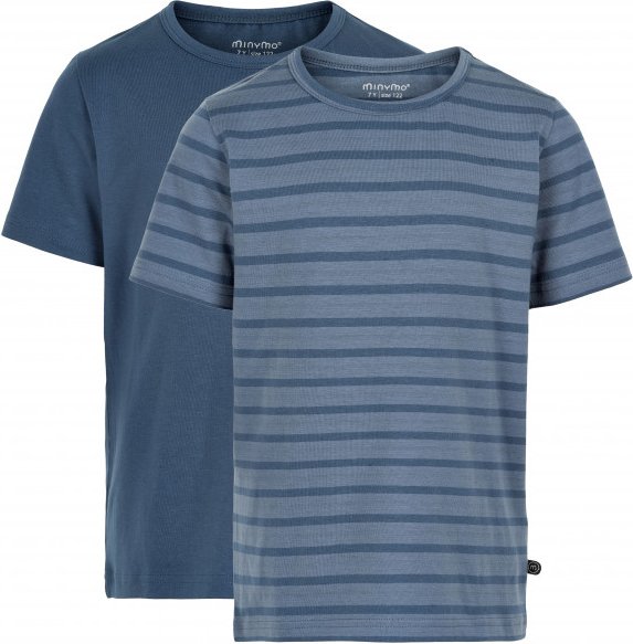 Minymo - Kid's Basic 32 -T-Shirt S/S (2-Pack) - T-Shirt Gr 92 blau/grau