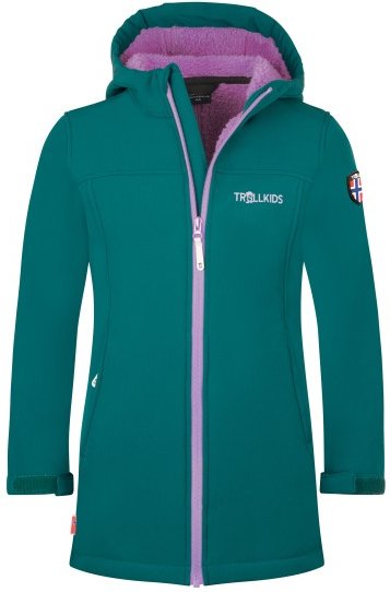 Thumbnail - Trollkids - Girl's Kristiansand Coat - Softshelljacke Gr 140 türkis