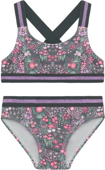Color Kids - Kid's Bikini with Contrast Straps AOP - Bikini Gr 152 grau