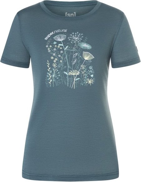 super.natural - Women's Rock Flowers Tee - Merinoshirt Gr S grau