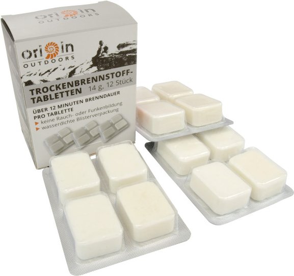 Thumbnail - Origin Outdoors - Trockenbrennstofftabletten 14 g - Trockenbrennstoffkocher Gr 12 x 14 g weiß