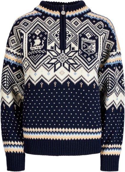 Thumbnail - Dale of Norway - Women's VM Trondheim Sweater - Wollpullover Gr L grau/blau