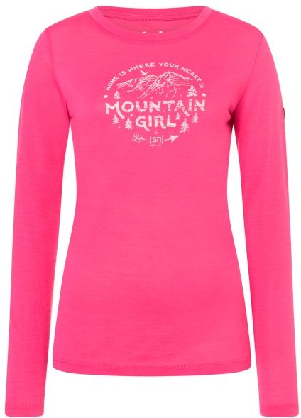 super.natural - Women's Mountain Girl L/S - Merinoshirt Gr L rosa/weiß