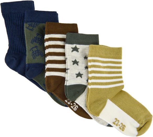 Thumbnail - Minymo - Kid's Sock with Pattern 5-Pack - Multifunktionssocken Gr 15-18 bunt