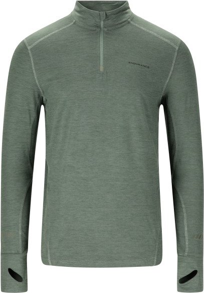 ENDURANCE - Tune V2 Melange Midlayer - Laufshirt Gr L oliv