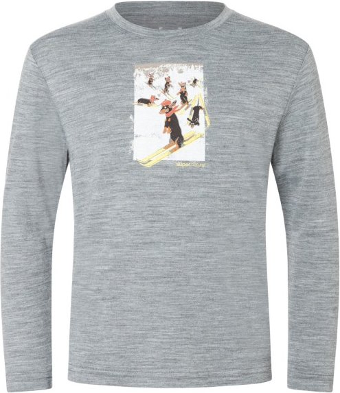 super.natural - Kid's Dachshund Party L/S - Merinounterwäsche Gr 164 grau